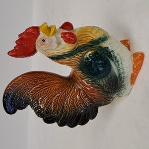 Vintage handpainted ceramic rooster figure made in Japan